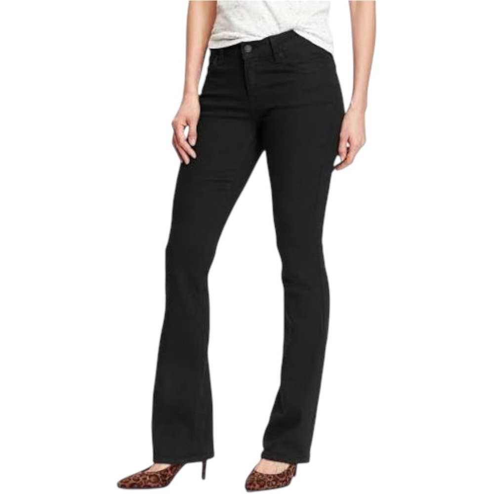NWT Old Navy Rockstar Demi Boot Jeans Black Mid Rise Womens 14 Long 33.5” Inseam